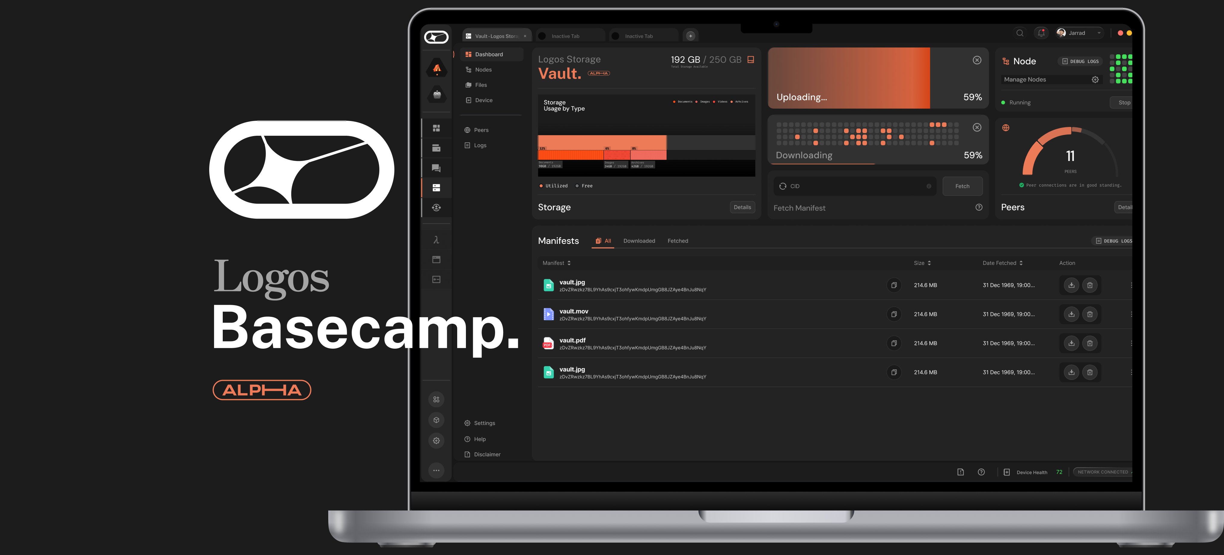 Logos Basecamp application interface